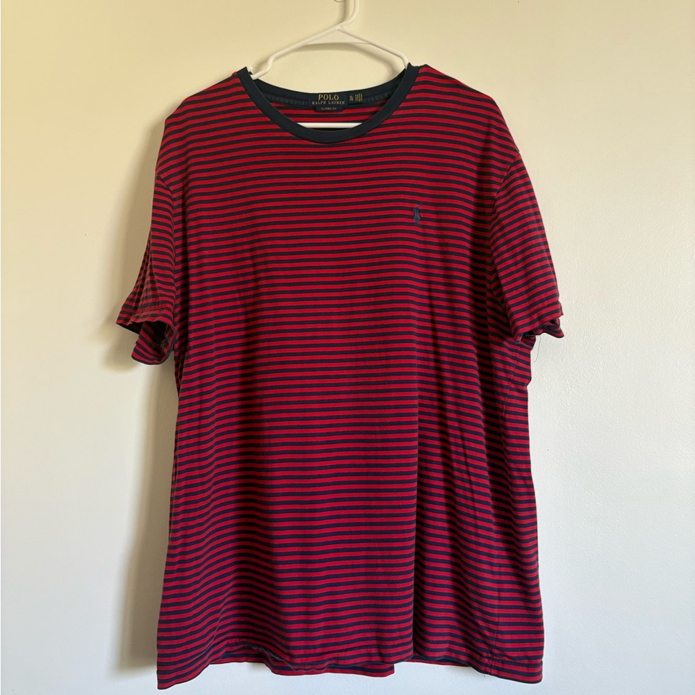Polo by Ralph Lauren Men's Red and Blue Striped Shirt